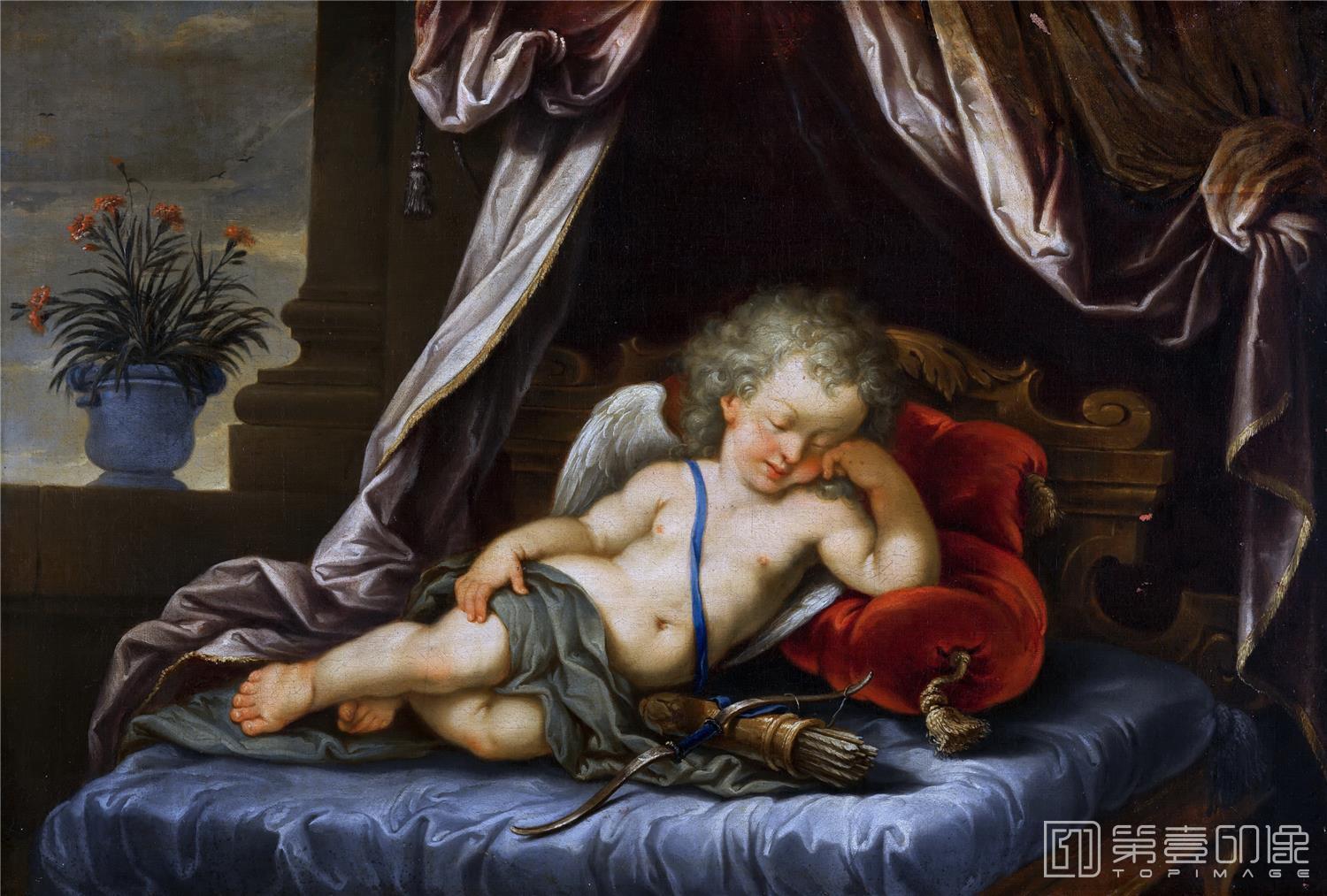 油画-荷兰莫瑞斯泰皇家美术馆Anonymous (Southern Netherlands) - Sleeping Cupid-072